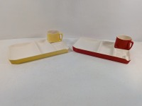 (2) Vintage Porcelain Snack Trays w/ Cup