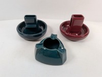 (3) Hall Ashtrays