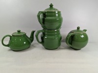 (3) Vintage Green Teapots