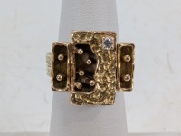 14K Yellow Gold (1) Diamond Stacking/Nesting Ring