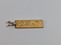 Yellow Gold Ingot Pendant w/ (1) Diamond
