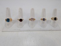 (5) Rings w/ Assorted Stones & Markings