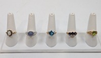 (5) Rings w/ Assorted Stones & Markings