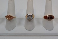 (3) Rings w/ Assorted Stones & Markings