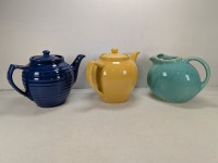 (3) Ceramic Teapots & Pitcher