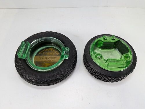(2) Uranium Glass Ashtrays