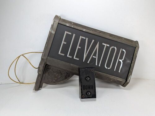 Metal Light-Up "Elevator" Sign w/ Switch