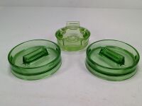 (3) Uranium Glass Ashtrays