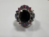 18KW Gold, Blue Sapphire, Ruby and Diamond Cluster Ring (Pompano Beach, FL)