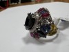 18KW Gold, Blue Sapphire, Ruby and Diamond Cluster Ring (Pompano Beach, FL) - 3