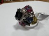 18KW Gold, Blue Sapphire, Ruby and Diamond Cluster Ring (Pompano Beach, FL) - 4