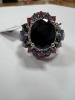 18KW Gold, Blue Sapphire, Ruby and Diamond Cluster Ring (Pompano Beach, FL) - 6