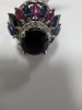 18KW Gold, Blue Sapphire, Ruby and Diamond Cluster Ring (Pompano Beach, FL) - 10