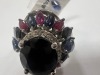 18KW Gold, Blue Sapphire, Ruby and Diamond Cluster Ring (Pompano Beach, FL) - 11