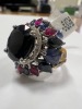 18KW Gold, Blue Sapphire, Ruby and Diamond Cluster Ring (Pompano Beach, FL) - 12