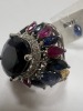 18KW Gold, Blue Sapphire, Ruby and Diamond Cluster Ring (Pompano Beach, FL) - 13