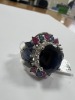 18KW Gold, Blue Sapphire, Ruby and Diamond Cluster Ring (Pompano Beach, FL) - 21