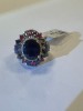 18KW Gold, Blue Sapphire, Ruby and Diamond Cluster Ring (Pompano Beach, FL) - 24