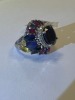 18KW Gold, Blue Sapphire, Ruby and Diamond Cluster Ring (Pompano Beach, FL) - 28