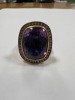 24K Gold Plated, Sterling Silver, Amethyst & Diamond Ring (Pompano Beach, FL) - 8