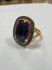 24K Gold Plated, Sterling Silver, Amethyst & Diamond Ring (Pompano Beach, FL) - 10