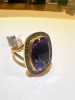 24K Gold Plated, Sterling Silver, Amethyst & Diamond Ring (Pompano Beach, FL) - 11