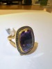 24K Gold Plated, Sterling Silver, Amethyst & Diamond Ring (Pompano Beach, FL) - 12