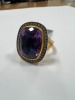24K Gold Plated, Sterling Silver, Amethyst & Diamond Ring (Pompano Beach, FL) - 17