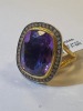 24K Gold Plated, Sterling Silver, Amethyst & Diamond Ring (Pompano Beach, FL) - 21