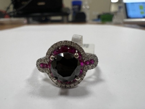 18K Gold, Black Diamond, Ruby Ring (Pompano Beach, FL)