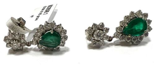 18K Gold, Emerald & Diamond Earrings (Pompano Beach, FL)