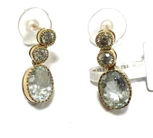 18K Gold, Aquamarine & Diamond Earrings (Pompano Beach, FL)