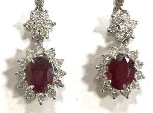 18K Gold, Ruby & Diamond Earrings (Pompano Beach, FL)