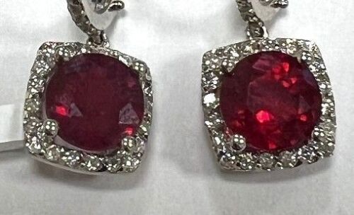 18K Gold, Ruby & Diamond Earrings (Pompano Beach, FL)