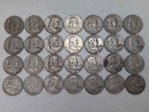 (28) Franklin Half-Dollars