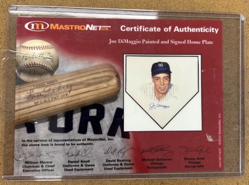 Joe DiMaggio Painted and Signed Home Plate (Dayton, NJ)
