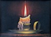 Paul DiBert, "Candle Glimmer" Oil on Board - 2