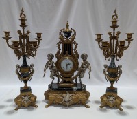 "Imperial" Clock & (2) "Brevettato" Candelabra