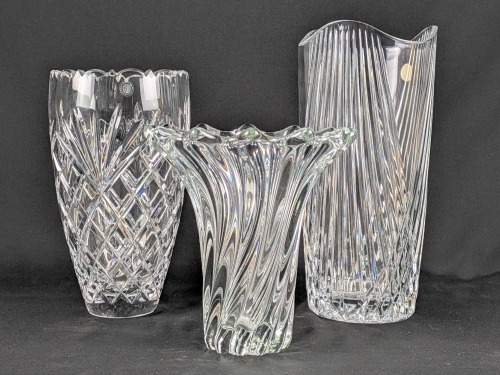 (3) Crystal Vases