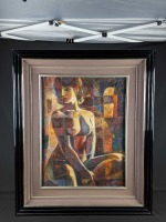 Samvel Sevada Acrylic Abstract Nude Portait "Passion"