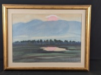 Artashes Hunanyan Watercolor Landscape Behind Glass