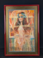 Samvel Sevada Pastel Poertrait Behind Glass "The Broken Heart"