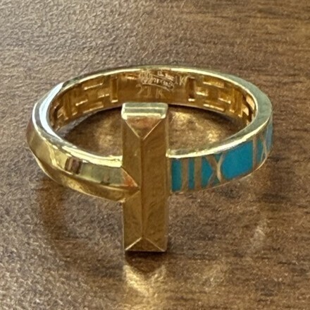 21K Gold & Enamel Cross Form Ring (Riverside, CA)