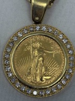 14K & 18K Gold & Diamond Coin Pendant Necklace (Riverside, CA)