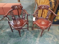 (2) Chinese Inlay Corner Chairs