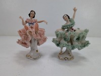 (2) Vintage Dresden Porcelain Figurines