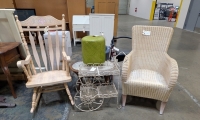 Rocking Chair, Metal Bar Cart, & More