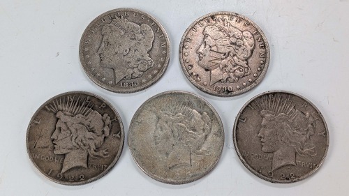 (2) Mogan & (3) Peace Silver Dollars