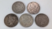 (2) Mogan & (3) Peace Silver Dollars