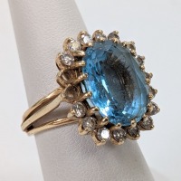 14K Yellow Gold Topaz & Diamond Ring